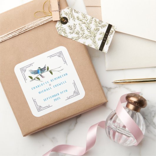 Carré Sticker Mariage Blue Bird of Happiness (Cadeaux)