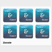 Carré Sticker Mariage Blue Ocean Waves Watercolor (Feuille)