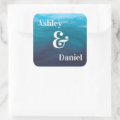 Carré Sticker Mariage Blue Ocean Waves Watercolor (Sac)