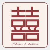 Carré Sticker Mariage chinois double Xi rouge (Devant)