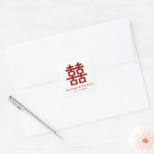 Carré Sticker Mariage chinois simple à double bonheur (Enveloppe)