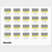 Carré Sticker Mariage damassé Jaune Noir Blanc Faveur (Feuille)