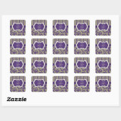 Carré Sticker Mariage damassé violet, vert, blanc (Feuille)
