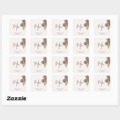 Carré Sticker Mariage d'automne moderne (Feuille)