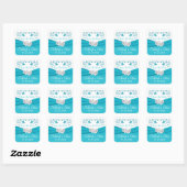 Carré Sticker Mariage de Coeurs d'Amour Turquoise, Argen (Feuille)