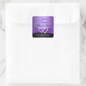 Carré Sticker Mariage de Coeurs Joints Violet et Noir (Sac)