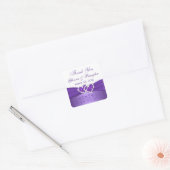 Carré Sticker Mariage de Coeurs unis violet et blanc (Enveloppe)