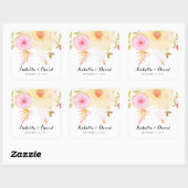 Carré Sticker Mariage de fleurs d'aquarelle jaune et ros (Feuille)