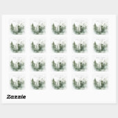 Carré Sticker Mariage de forêt vert foncé (Feuille)