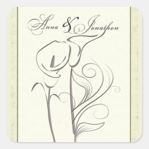 Carré Sticker Mariage de lily Calla personnalisé