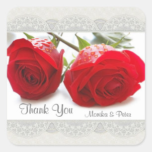 Carré Sticker Mariage de roses rouges