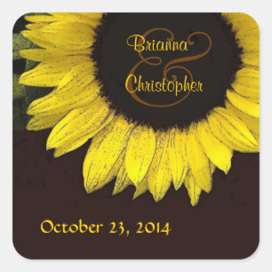 Carré Sticker Mariage de tournesol jaune gai