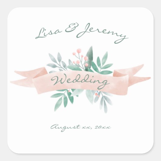 Carré Sticker Mariage d'été doux (Devant)