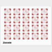 Carré Sticker Mariage en dentelle rouge+blanc (Feuille)