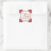 Carré Sticker Mariage en dentelle rouge+blanc (Sac)