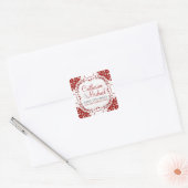 Carré Sticker Mariage en dentelle rouge+blanc (Enveloppe)
