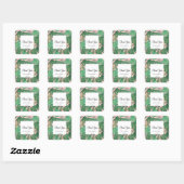 Carré Sticker Mariage Feuille Tropical Palm Merci (Feuille)