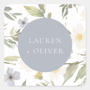 Carré Sticker Mariage fleur sauvage Romance