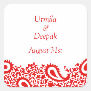 Carré Sticker Mariage indien élégant de Paisleys