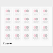 Carré Sticker Mariage Monogramme rose et gris (Feuille)