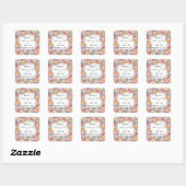 Carré Sticker mariage musulman rose moderne (Feuille)