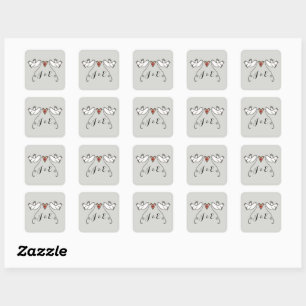 Carré Sticker Mariage pour colombes blanches personnalis