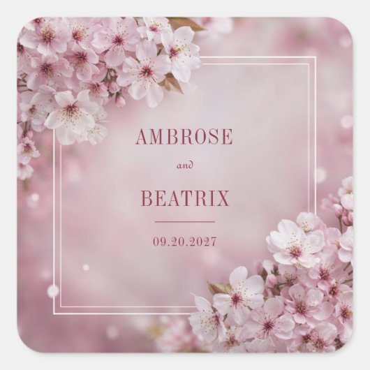 Carré Sticker Mariage romantique Sakura Blossom (Devant)