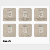 Carré Sticker Mariage rustique Mason Jar Burlap (Feuille)
