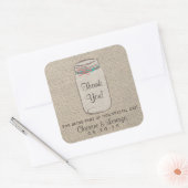 Carré Sticker Mariage rustique Mason Jar Burlap (Enveloppe)