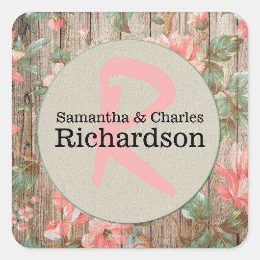 Carré Sticker Mariage Rustique Spring Blossoms (Devant)