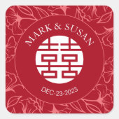 Carré Sticker Mariage traditionnel chinois élégant (Devant)