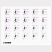 Carré Sticker Mariage violet, vert, blanc de chardon 1,5 (Feuille)