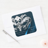 Carré Sticker Masquerade Argent Blue Party (Enveloppe)