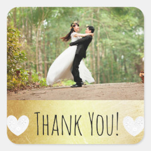 Carré Sticker Merci avec votre photo Mariage