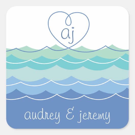 Carré Sticker Merci-cadeau Blue Waves Loopy (Devant)