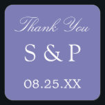 Carré Sticker Merci de mariage de la lavande<br><div class="desc">Lavender Wedding Favor Sticker Merci,  s'il vous plaît personnaliser avec les initiales du couple et la date du mariage,  en utilisant le modèle de personnalisation en ligne avant de commander.</div>