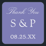 Carré Sticker Merci de mariage de la lavande<br><div class="desc">Lavender Wedding Favor Sticker Merci,  s'il vous plaît personnaliser avec les initiales du couple et la date du mariage,  en utilisant le modèle de personnalisation en ligne avant de commander.</div>