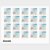 Carré Sticker Merci de mariage de plage élégant Gannets (Feuille)
