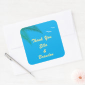 Carré Sticker Merci de mariage tropical de plage (Enveloppe)