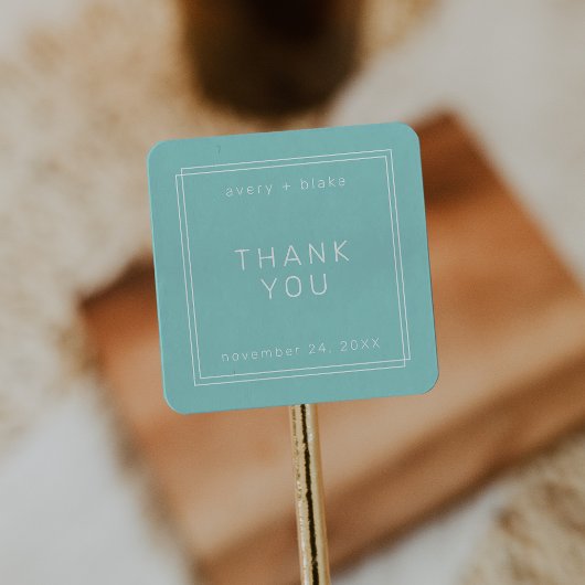 Carré Sticker Merci Mariage vert Mint AVERT