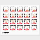 Carré Sticker Merci Peonies et Chevrons (Feuille)