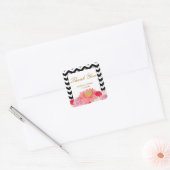 Carré Sticker Merci Peonies et Chevrons (Enveloppe)