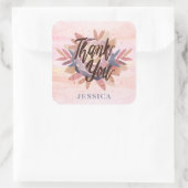 Carré Sticker Merci Rose aquarelle (Sac)