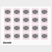Carré Sticker Merci rose Chevron (Feuille)