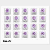 Carré Sticker Merci violet rustique (Feuille)
