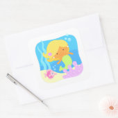 Carré Sticker Mignonne Sous La Mer Sirène (Enveloppe)