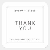 Carré Sticker minimaliste moderne Merci Mariage (Devant)