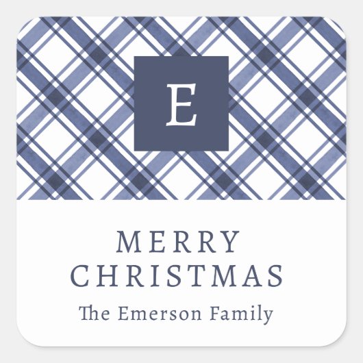 Carré Sticker Monogram Blue Holiday (Devant)