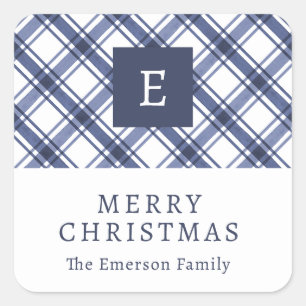 Carré Sticker Monogram Blue Holiday