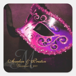 Carré Sticker Monogram Elegant Masquerade Rose